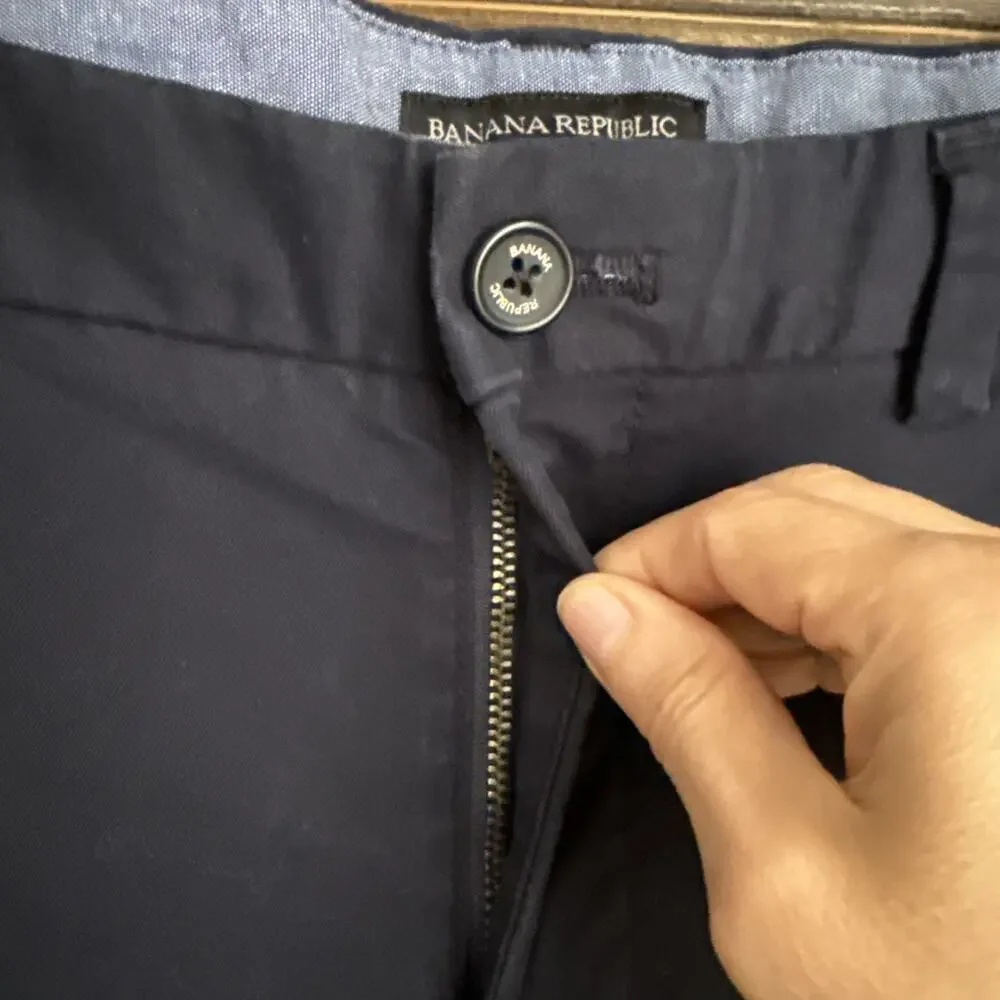 Banana Republic Men’s Aiden Chino Pants 33x32 Navy Blue Slim Fit Cotton Stretch